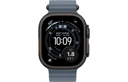 Ocean Band Apple Watch Ultra 3 (2025) Black Titanium Anchor Blue Ocean band 