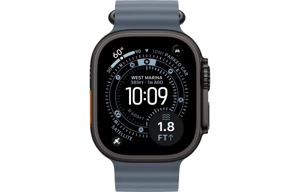 Ocean Band Apple Watch Ultra 3 (2025) Black Titanium Anchor Blue Ocean band 