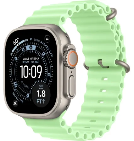 Ocean Band Apple Watch Ultra 3 (2025) Natural Titanium Neon Green Ocean band  