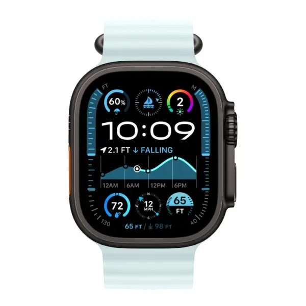 Ocean Band Apple Watch Ultra 2 Black (2024) Ice Blue Ocean Band 