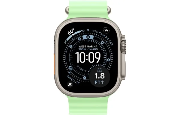 Ocean Band Apple Watch Ultra 3 (2025) Natural Titanium Neon Green Ocean band  