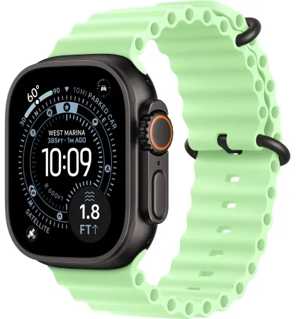 Ocean Band Apple Watch Ultra 3 (2025) Black Titanium Neon Green Ocean band 
